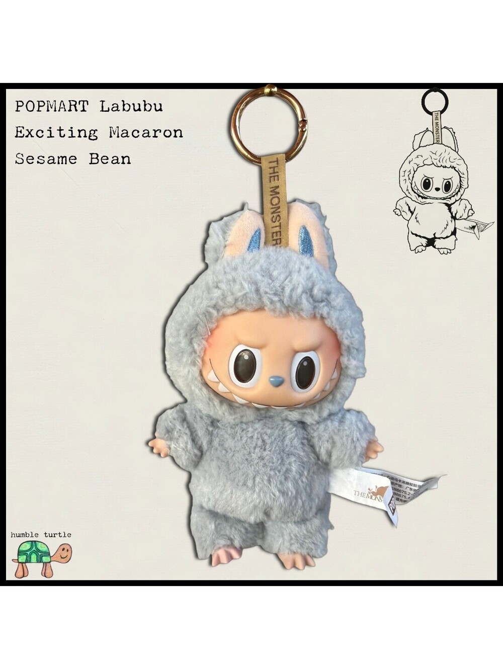 POP MART Labubu Exciting Macaron Sesame Bean Plush Keychain